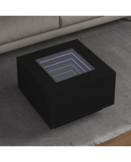 Table basse avec LED noir 60x60x40 cm bois d'ingénierie | Mobilier & Déco