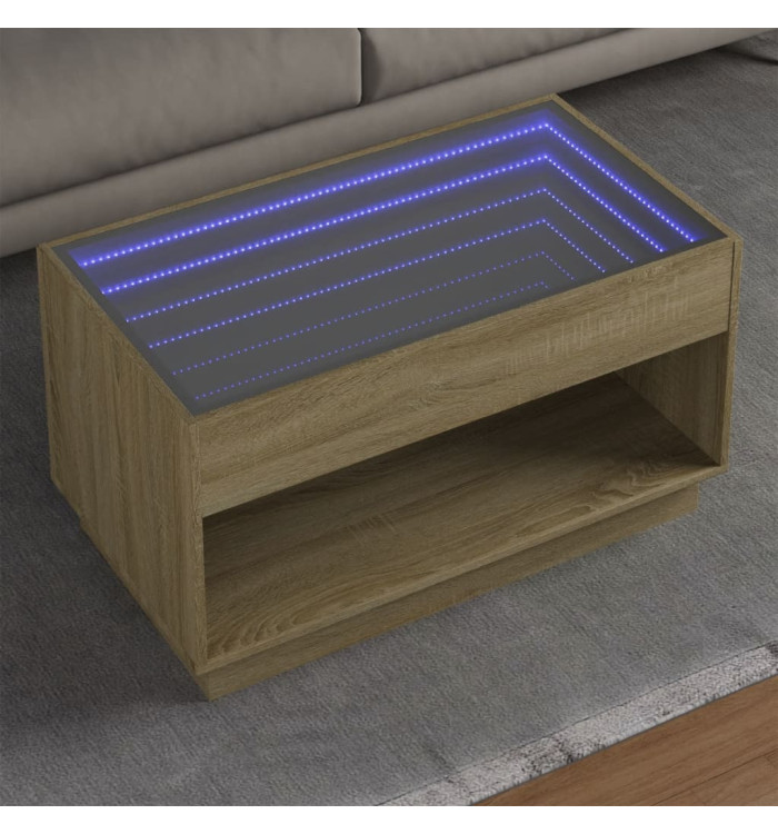 Table basse avec LED infini chêne sonoma 90x50x50 cm | Mobilier & Déco