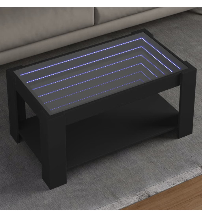 Table basse avec LED noir 93x53x45 cm bois d'ingénierie | Mobilier & Déco