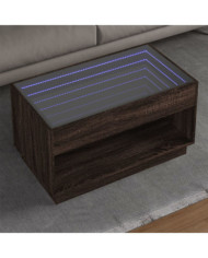 Table basse avec LED infini chêne marron 90x50x50 cm | Mobilier & Déco