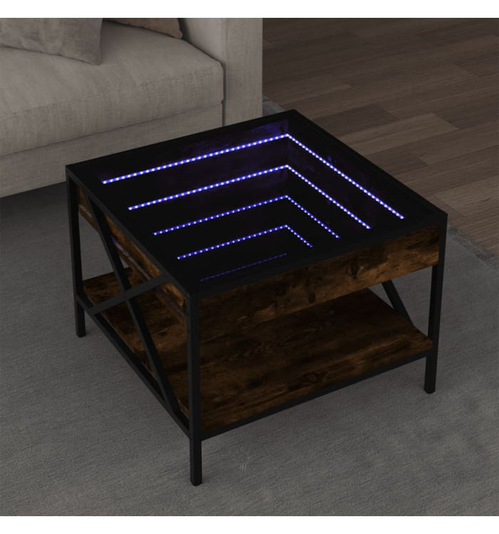 Table basse avec LED Infinity chêne fumé 50x50x38 cm | Mobilier & Déco