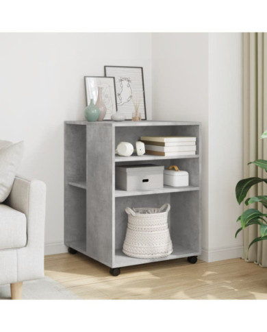 Table d'appoint avec roues gris béton bois d'ingénierie | Mobilier & Déco