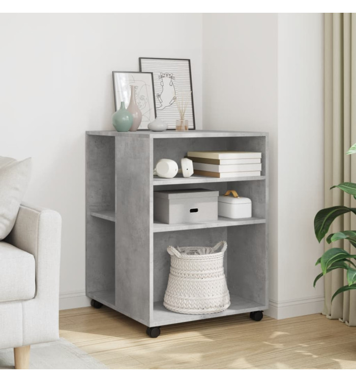 Table d'appoint avec roues gris béton bois d'ingénierie | Mobilier & Déco