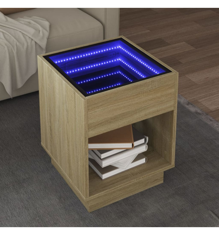 Table basse avec LED infini chêne sonoma 40x40x50 cm | Mobilier & Déco