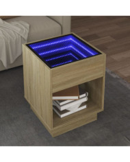 Table basse avec LED infini chêne sonoma 40x40x50 cm | Mobilier & Déco