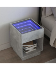 Table de chevet avec LED infini gris béton 40x40x50 cm | Mobilier & Déco