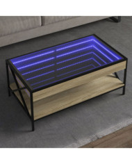 Table basse avec LED infini chêne sonoma 90x50x38 cm | Mobilier & Déco