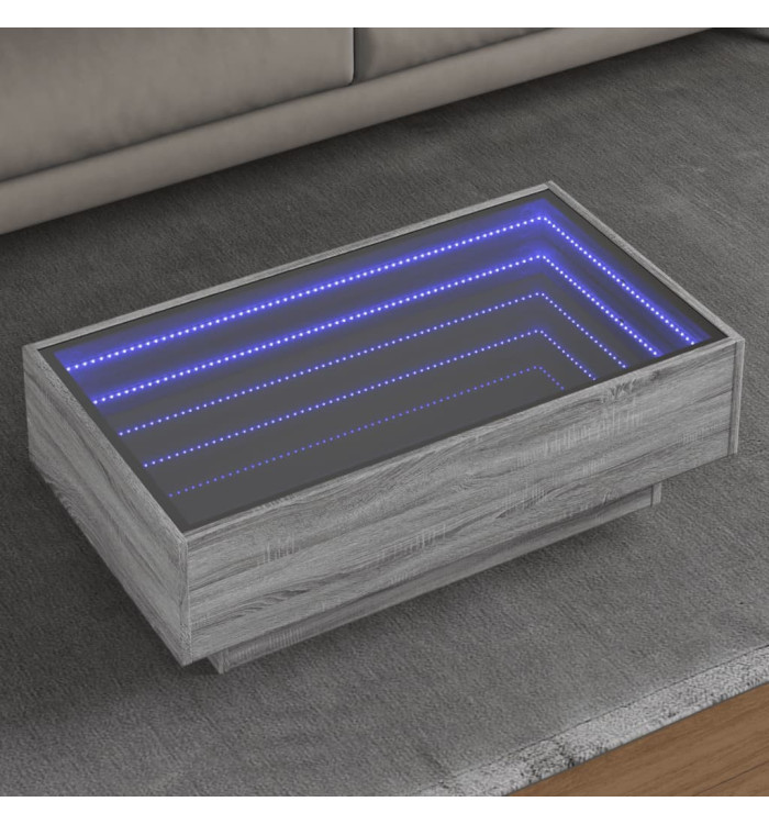 Table basse avec LED sonoma gris 90x50x30 cm bois d'ingénierie | Mobilier & Déco