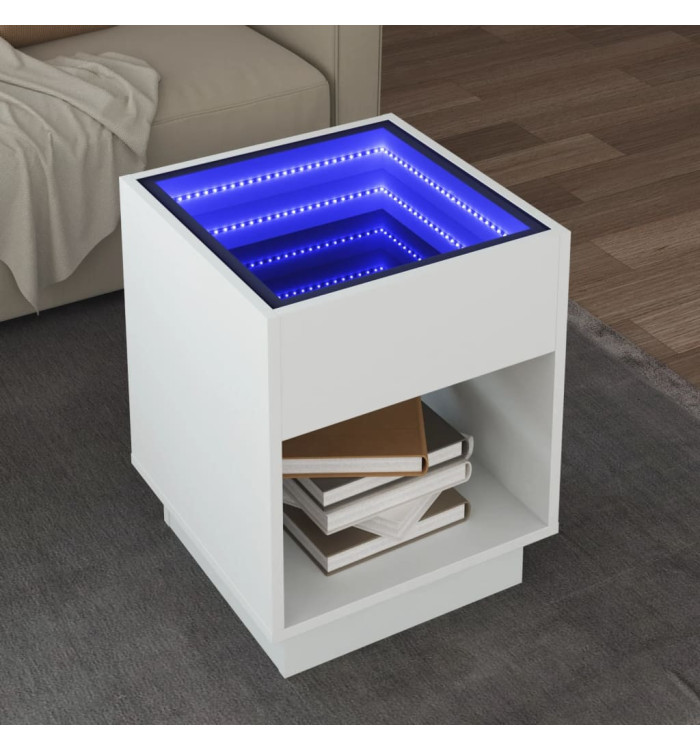 Table basse avec LED infini blanc 40x40x50 cm | Mobilier & Déco
