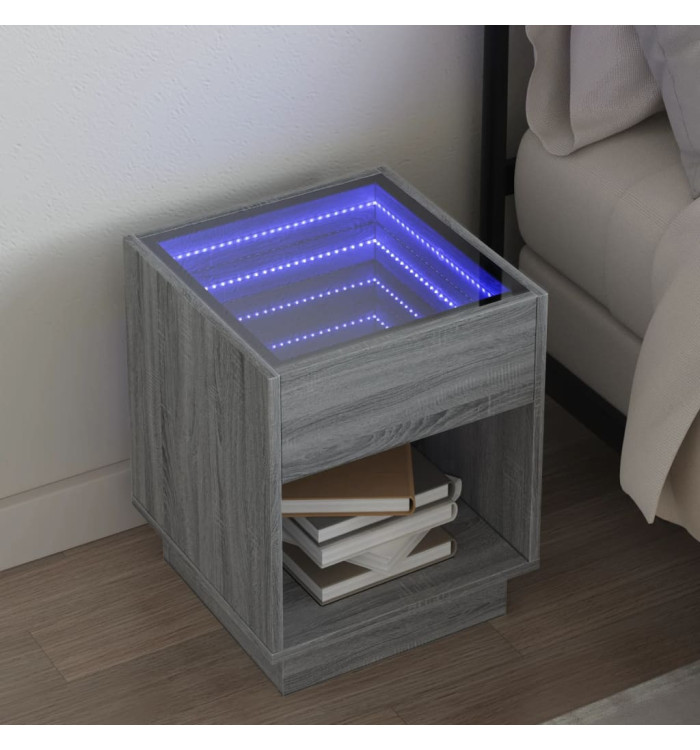 Table de chevet avec LED infini sonoma gris 40x40x50 cm | Mobilier & Déco