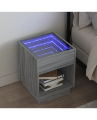 Table de chevet avec LED infini sonoma gris 40x40x50 cm | Mobilier & Déco