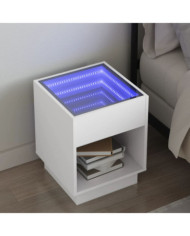 Table de chevet avec LED infini blanc 40x40x50 cm | Mobilier & Déco