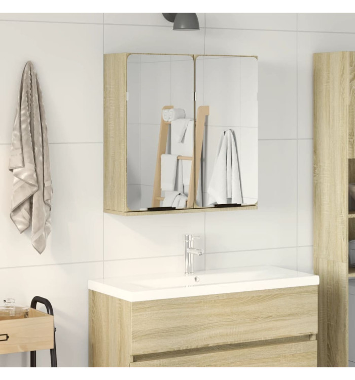 Armoire de salle de bain à miroir chêne sonoma bois ingénierie | Mobilier & Déco