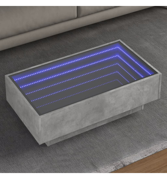 Table basse avec LED gris béton 90x50x30 cm bois d'ingénierie | Mobilier & Déco