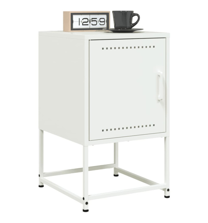 Tables de chevet 2 pcs blanc 36x39x60,5 cm acier | Mobilier & Déco
