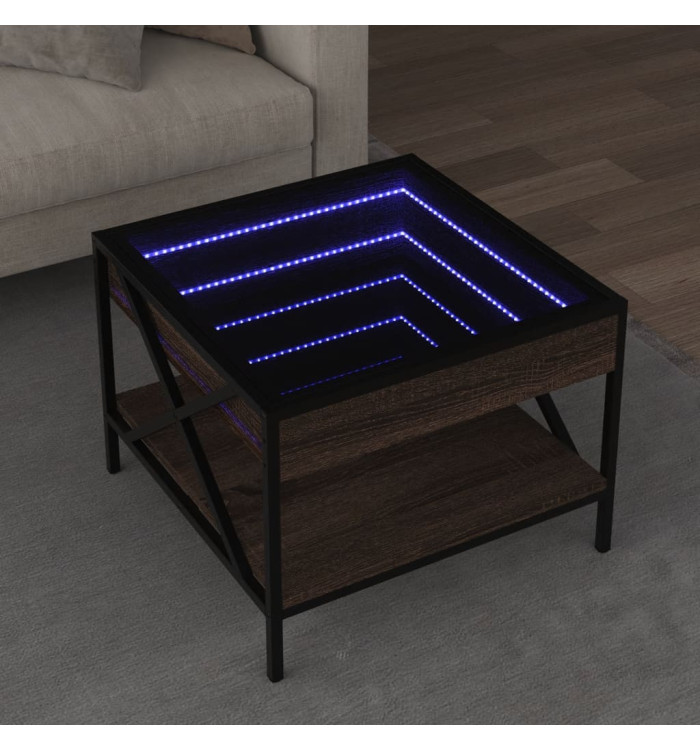 Table basse avec LED Infinity chêne marron 50x50x38 cm | Mobilier & Déco