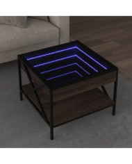 Table basse avec LED Infinity chêne marron 50x50x38 cm | Mobilier & Déco