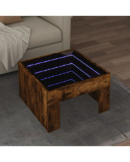 Table basse avec LED infini chêne fumé 50x50x30 cm | Mobilier & Déco