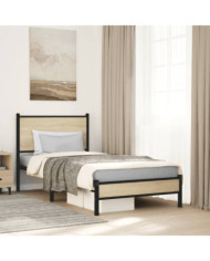 Cadre de lit en métal sans matelas chêne sonoma 90x190 cm | Mobilier & Déco