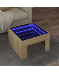 Table basse avec LED infini chêne sonoma 50x50x30 cm | Mobilier & Déco