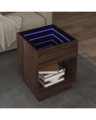 Table basse avec LED infini chêne marron 40x40x50 cm | Mobilier & Déco