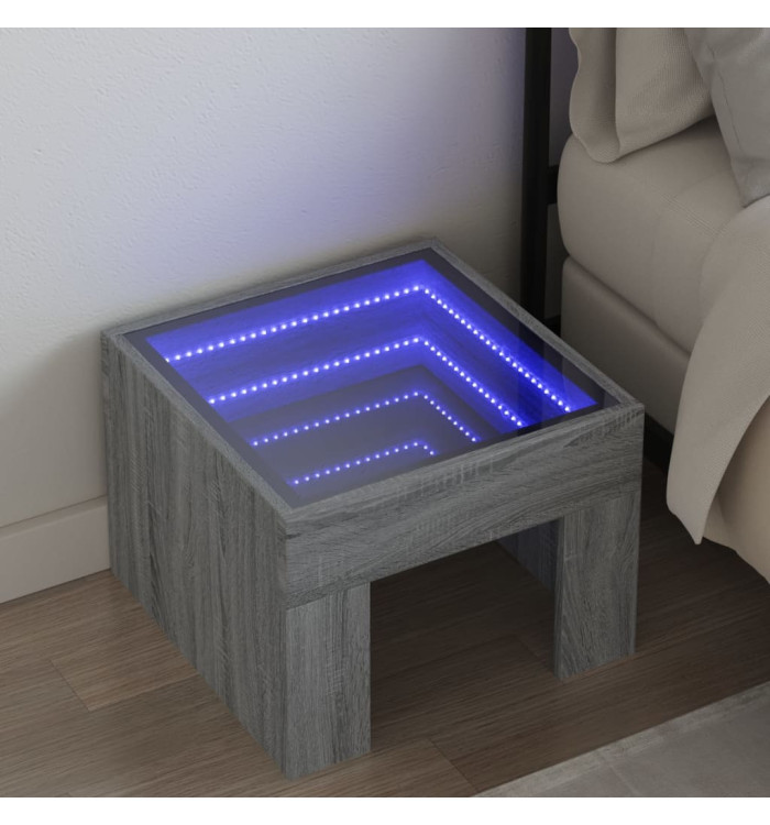 Table de chevet avec LED infini sonoma gris 40x40x30 cm | Mobilier & Déco