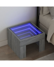 Table de chevet avec LED infini sonoma gris 40x40x30 cm | Mobilier & Déco