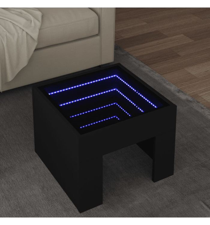 Table basse avec LED infini noir 40x40x30 cm | Mobilier & Déco