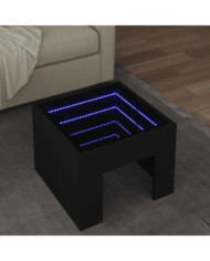 Table basse avec LED infini noir 40x40x30 cm | Mobilier & Déco