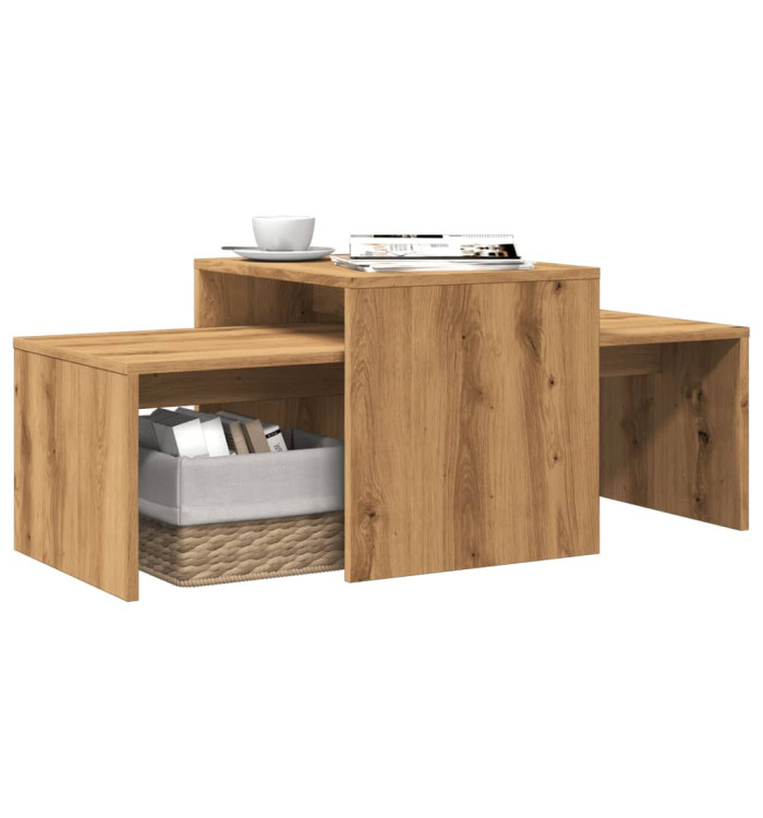 Table basse chêne artisanal 100x48x40 cm bois d'ingénierie | Mobilier & Déco