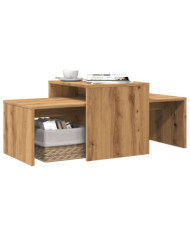 Table basse chêne artisanal 100x48x40 cm bois d'ingénierie | Mobilier & Déco