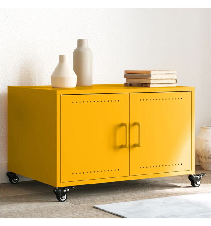 Table basse jaune moutarde 68x50x43,5 cm acier | Mobilier & Déco