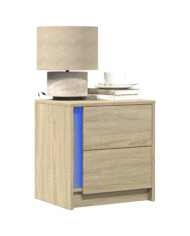 Armoires de chevet et lumières LED 2 pcs chêne sonoma | Mobilier & Déco