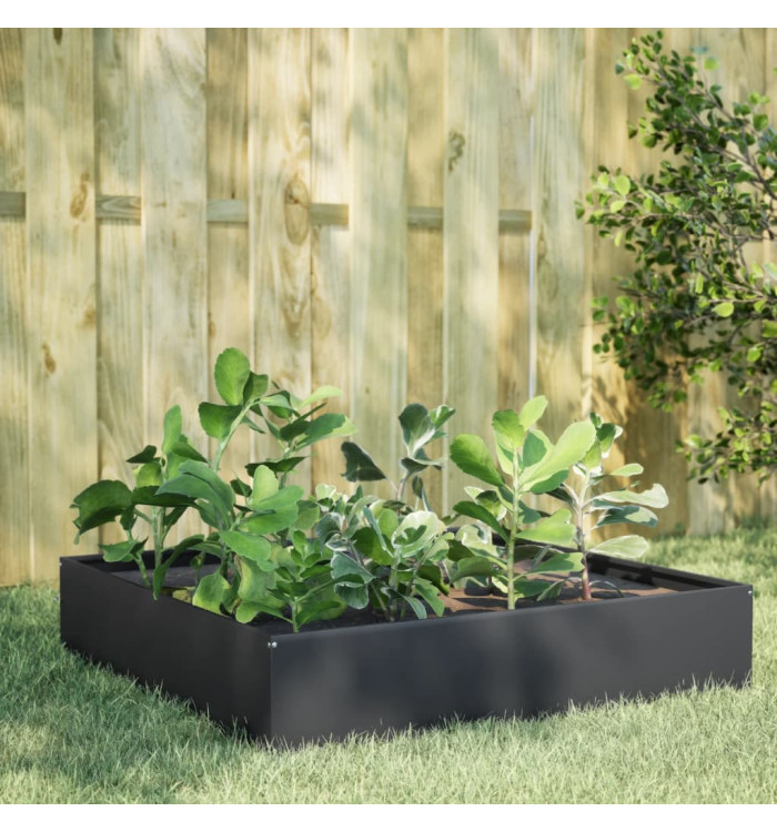 Lit surélevé de jardin anthracite 100x100x33,5 cm acier | Mobilier & Déco