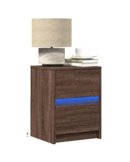 Armoires de chevet et lumières LED 2 pcs chêne marron | Mobilier & Déco