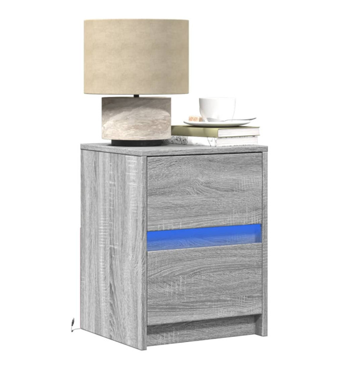 Armoires de chevet et lumières LED 2 pcs sonoma gris | Mobilier & Déco