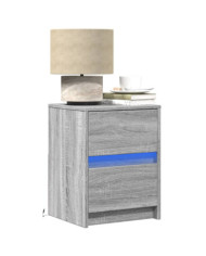 Armoires de chevet et lumières LED 2 pcs sonoma gris | Mobilier & Déco
