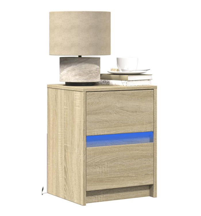 Armoires de chevet et lumières LED 2 pcs chêne sonoma | Mobilier & Déco