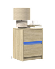Armoires de chevet et lumières LED 2 pcs chêne sonoma | Mobilier & Déco