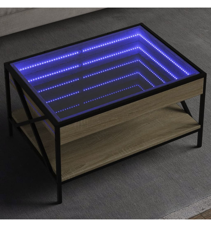 Table basse avec LED infini chêne sonoma 70x50x38 cm | Mobilier & Déco