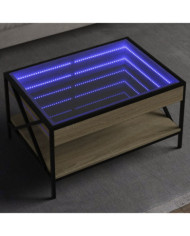 Table basse avec LED infini chêne sonoma 70x50x38 cm | Mobilier & Déco