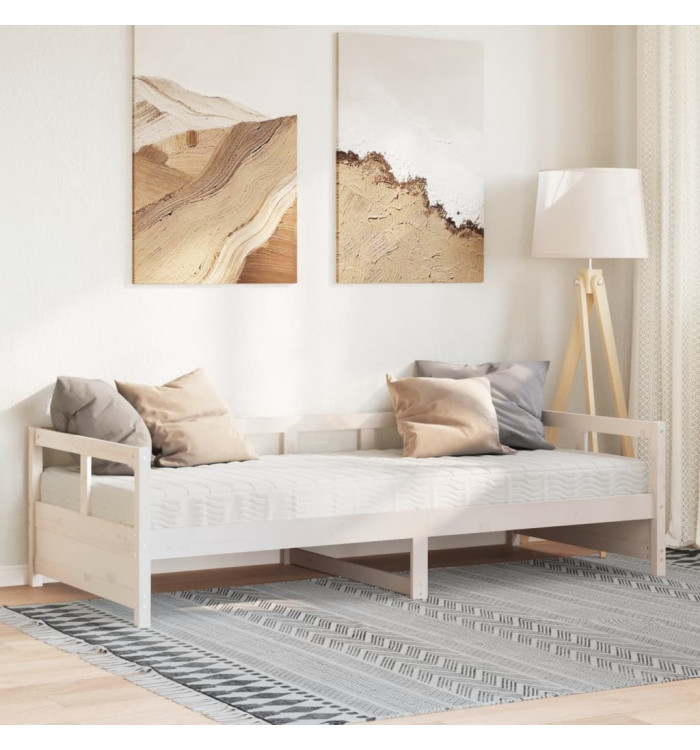 Lit de jour avec matelas blanc 80x200 cm bois de pin massif | Mobilier & Déco