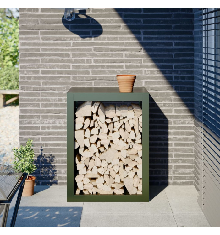 Portant de bois de chauffage vert 60x40x80 cm acier | Mobilier & Déco