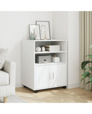 Armoire à roulettes blanc 60x48x81 cm bois d’ingénierie | Mobilier & Déco