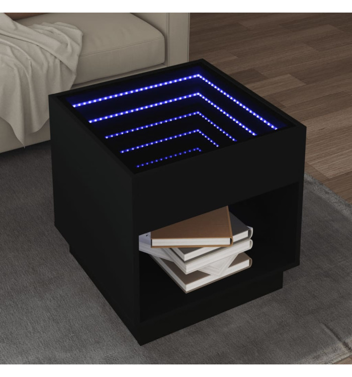 Table basse avec LED infini noir 50x50x50 cm | Mobilier & Déco