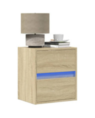 Table de chevet murale avec lumières LED chêne sonoma | Mobilier & Déco