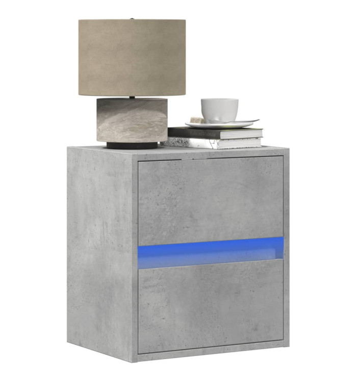 Table de chevet murale avec lumières LED gris béton | Mobilier & Déco