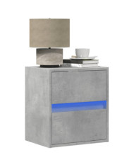 Table de chevet murale avec lumières LED gris béton | Mobilier & Déco