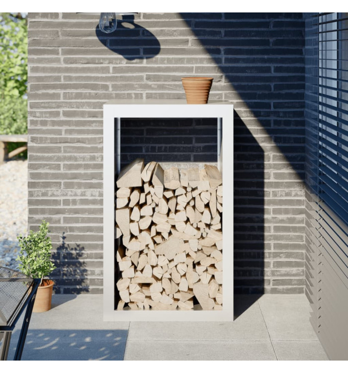 Portant de bois de chauffage blanc 60x40x100 cm acier | Mobilier & Déco