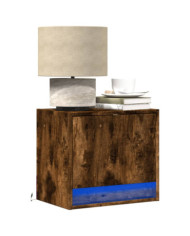 Tables de chevet murales avec lumières LED 2 pcs chêne fumé | Mobilier & Déco